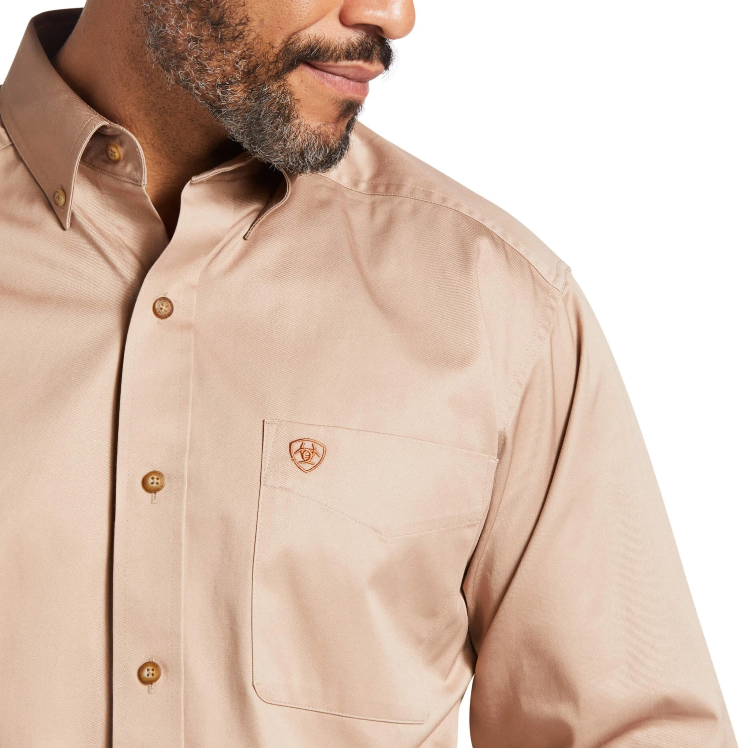 Ariat Men's Solid Khaki Twill Shirt 2 Ariat Men's Solid Khaki Twill Shirt - Image 2