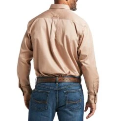 Ariat Men's Solid Khaki Twill Shirt 7 Ariat Men's Solid Khaki Twill Shirt -HOOey Sales Store 10000505 back