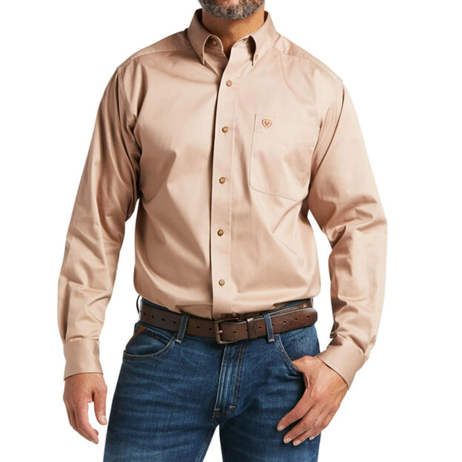 Ariat Men's Solid Khaki Twill Shirt 1 Ariat Men's Solid Khaki Twill Shirt