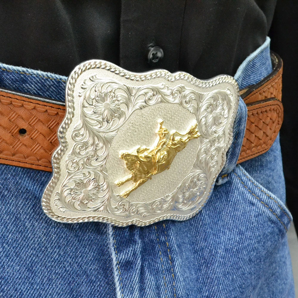 Montana Silversmiths Scalloped Bull Rider Buckle 2 Montana Silversmiths Scalloped Bull Rider Buckle - Image 2