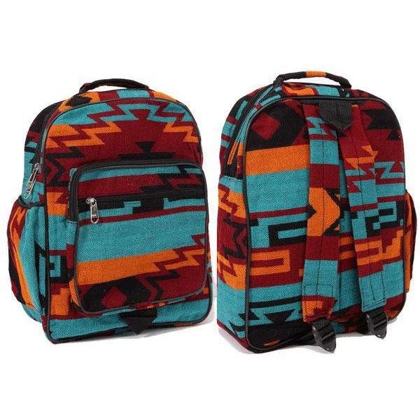 Teal And Orange Aztec Backpack 1 Teal And Orange Aztec Backpack
