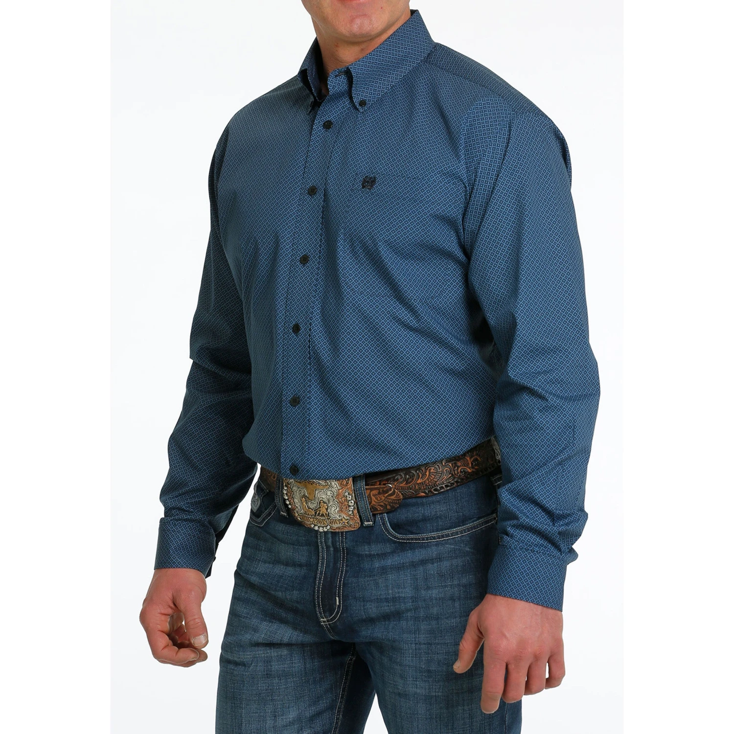 Cinch Blue Geometric Print Shirt 2 Cinch Blue Geometric Print Shirt - Image 2