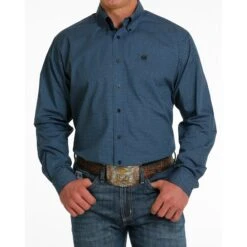 Cinch Blue Geometric Print Shirt