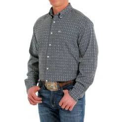 Cinch Men's Long Sleeve Navy Arena Flex Shirt -HOOey Sales Store MTW1862018 3