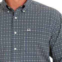 Cinch Men's Long Sleeve Navy Arena Flex Shirt -HOOey Sales Store MTW1862018 4