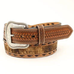 Nocona Basketweave Tabs Calf Hair Belt