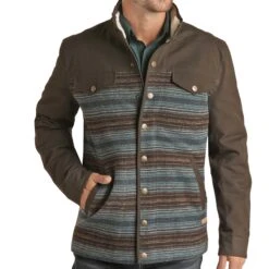 Powder River Men's Canvas And Wool Serape Jacket