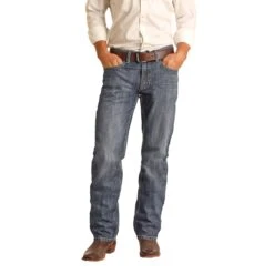 Rock & Roll Cowboy Medium Wash Vintage Stackable Bootcut Jeans -HOOey Sales Store RRMDTBR1G0 A