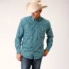 Roper Men's Turquoise Paisley Long Sleeve
