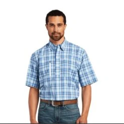 Ariat Dutch Blue Plaid Short Sleeve Button Down