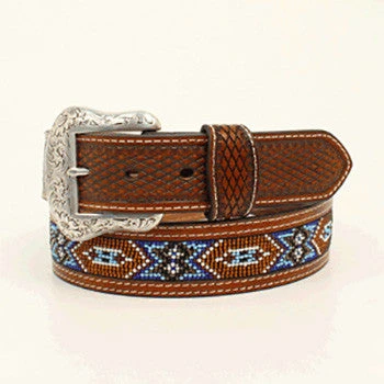 Tan And Brown Beaded Aztec Belt 1 Tan And Brown Beaded Aztec Belt
