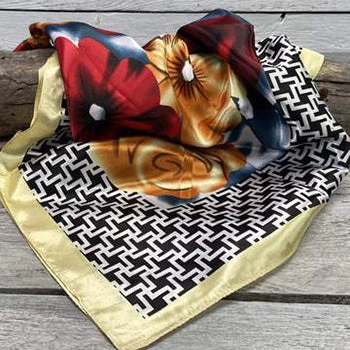 Yellow Geometric Rose Print Wild Rag 1 Yellow Geometric Rose Print Wild Rag